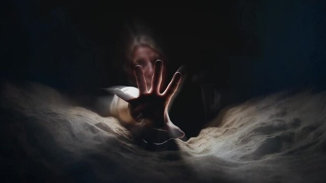Jesus Christ Reaching Hand for Help for Someone in Depression or Sad Generated with AI.