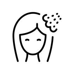 Woman getting her hair styled with hair spray, beauty treatment vector illustration, salon service, hair care, and personal grooming. Outline vector icon for web design isolated on white background.