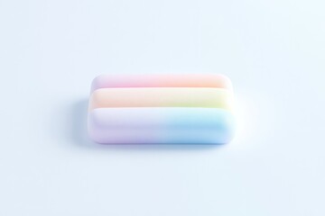 Pastel-colored bar soap.  Three horizontal layers of soft, pastel rainbow colors,  light and airy