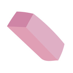 Eraser in vibrant pink against clean white backdrop. Back To School designs, office supplies promotions, graphic design elements, educational content