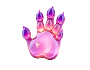 3D Rendered Glossy YouTube Paw Icon