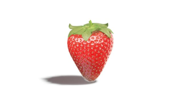 Fresh strawberry, looped rotation, isolated on white background