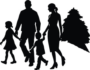 silhouette of family walking together