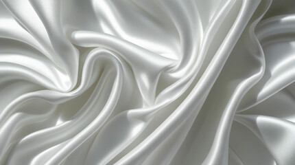 Fototapeta premium Ethereal White Silk: A Luxurious Texture of Flowing Fabric with Soft Folds and Subtle Light Play