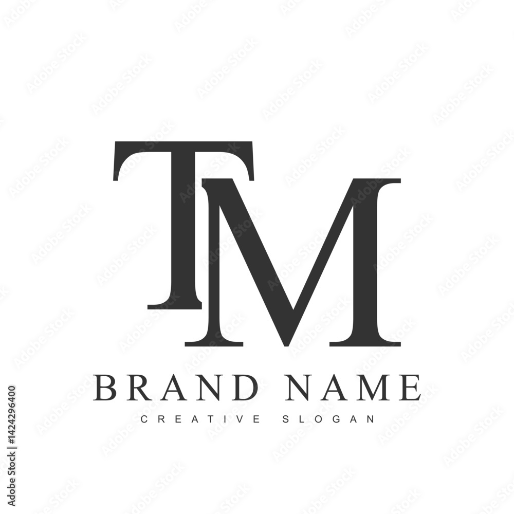 Fototapete tm trendy logotype template. initial letter t and m classic font style. creative logo for company na