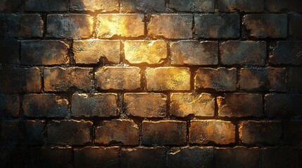 Aged brick wall, illuminated by a spotlight