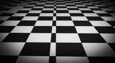 Abstract checkered floor pattern black white geometric design background texture