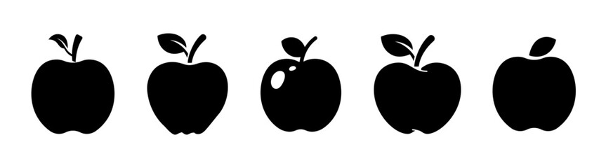 Apple icon set. Apple symbols for your web design. Apple icon vector silhouette symbol