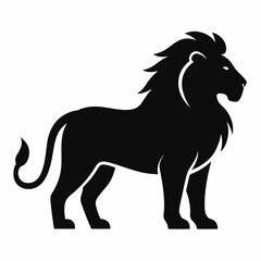 lion animals silhouette vector icon with white background