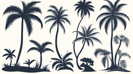 Tropical Palm Tree Silhouettes Vacation Design