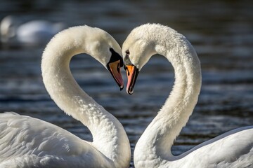 Romantic Swans Forming a Heart Wildlife Photography