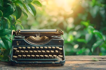 The old-fashioned typewriter in the corner of the study