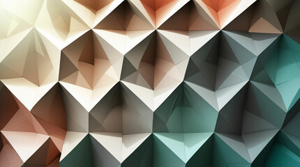 Fototapeta premium Geometric Facets in Warm and Cool Light: A Textured Mosaic of Triangles and Rhombuses with a Luminous Gradient