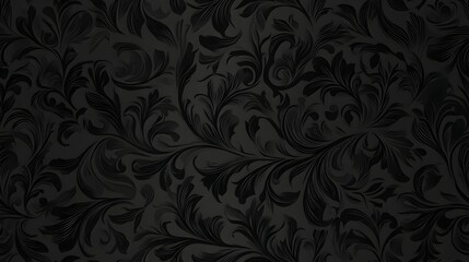 Dark, intricate floral pattern design on a muted background.