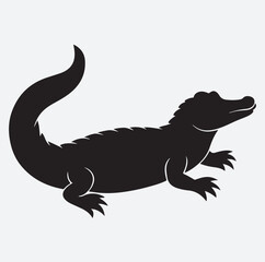 a alligator silhouette vector art illustration, silhouette of a crocodile