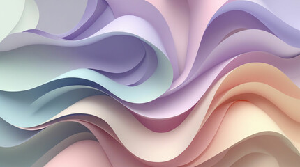 Fototapeta premium Soft Pastel Rhythms: Undulating Layers in Dreamy Shades of Lavender, Pink, and Peach with Gentle Shadows