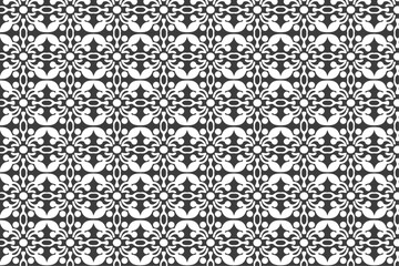 Black and white floral pattern featuring intricate designs of flowers and leaves
