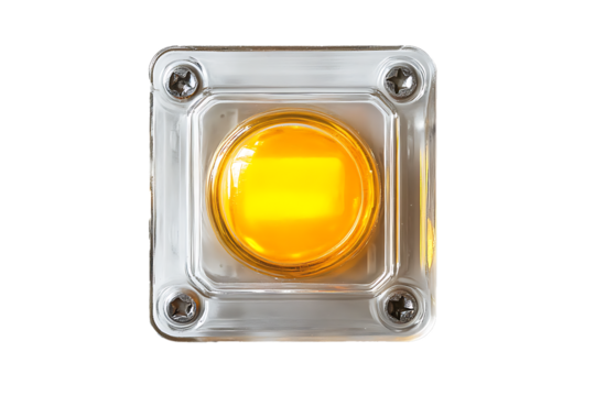 Illuminated Amber Button in Clear Case Industrial Design Element