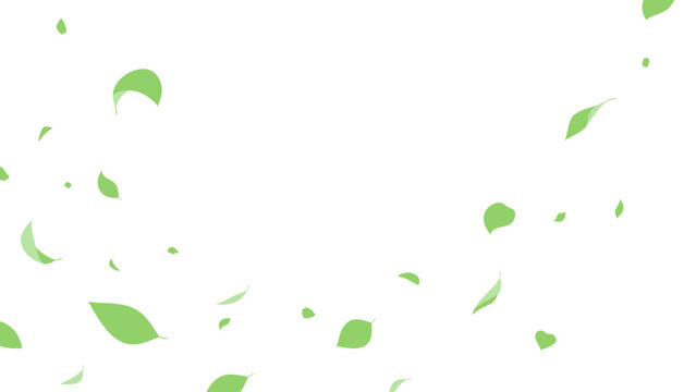 シンプルな葉っぱが舞う背景イラスト_16:9