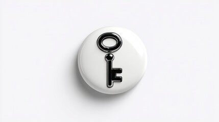 White button with black key graphic