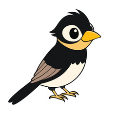 Black silhouette vector illustration of a bird with a beak on a branch