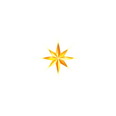 Golden Eight-Pointed Star on Transparent Background