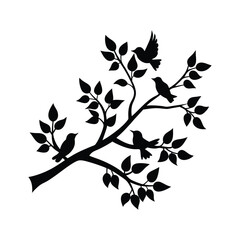 The birds on a tree branch in the spring time