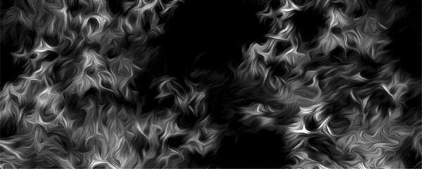Dark Abstract Smoke Texture and Swirling White Ink on Black Background, Chaotic Flame-Like Motion, High Contrast Monochrome Art, Mysterious Grunge Flow for Posters, Covers, and Digital art.