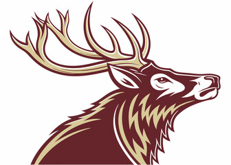 Detailed vector graphic of a regal elk head profile view