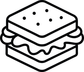 Outline icon of a cheese sandwich, Outline drawing sandwich line clipart symbol