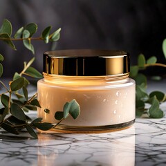 Premium Body Cream Jar on Marble - Spa Quality (8K Ultra HD) | Perfect for Skincare Brands & Instagram Ads