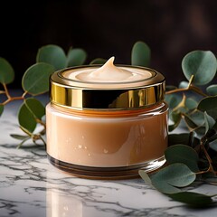 Premium Body Cream Jar on Marble - Spa Quality (8K Ultra HD) | Perfect for Skincare Brands & Instagram Ads