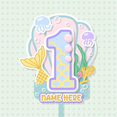 cute pastel mermaid cake topper for decoration birthday cake