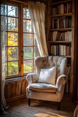 Obraz premium The fragrance of books and wood in retro study rooms