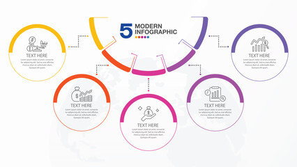 Half circle infographic 5 option.