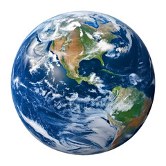 High-resolution globe view of Earth from space showing North and South America