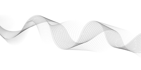 Abstract grey, white smooth element swoosh speed wave modern stream background. Wave with lines created using blend tool. Abstract frequency sound wave lines and twisted curve lines background.	