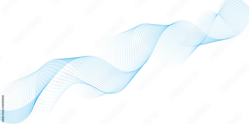 Poster Smooth wave abstract vector background layout design.background image with dynamic curves.Abstract blue futuristic blend waves lines technology background and sound wave lines on white background.	