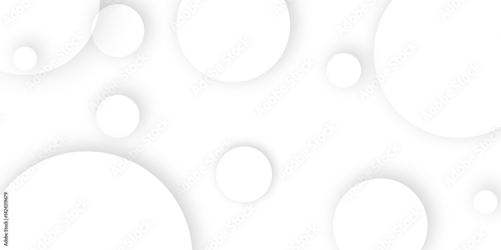 Poster Abstract background with circle white abstract geometric background with soft light white paper circles in design .Gray abstract. Modern design background for report and project presentation template.