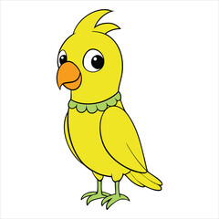 Cute yellow baby chick standing happily on a farm in cartoon style