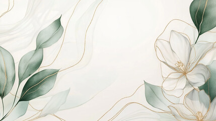 earth tone watercolor art background vector with gold line art suitable for wedding invitations and cover design