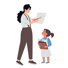 Art Teacher Guiding Child