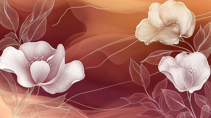 elegant earth tone watercolor background vector with gold line art suitable for invitation cards and wall art