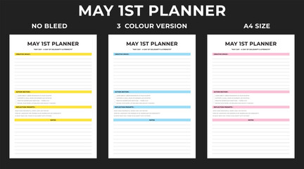 May 1st planner, worker's day, interior, template, kdp interior