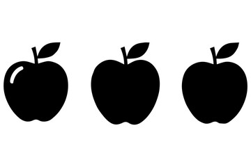 Simple 3 set of Apple silhouette icon on White Background