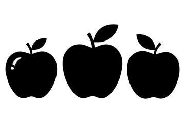 Simple 3 set of Apple silhouette icon on White Background