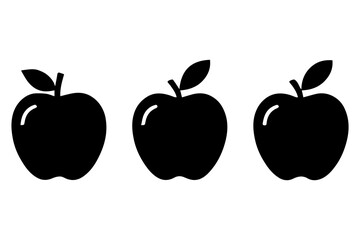 Simple 3 set of Apple silhouette icon on White Background