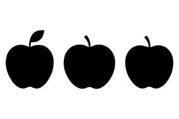 Simple 3 set of Apple silhouette icon on White Background