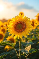 Sunflower fields under the sunshine