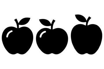 Simple 3 set of Apple silhouette icon on White Background